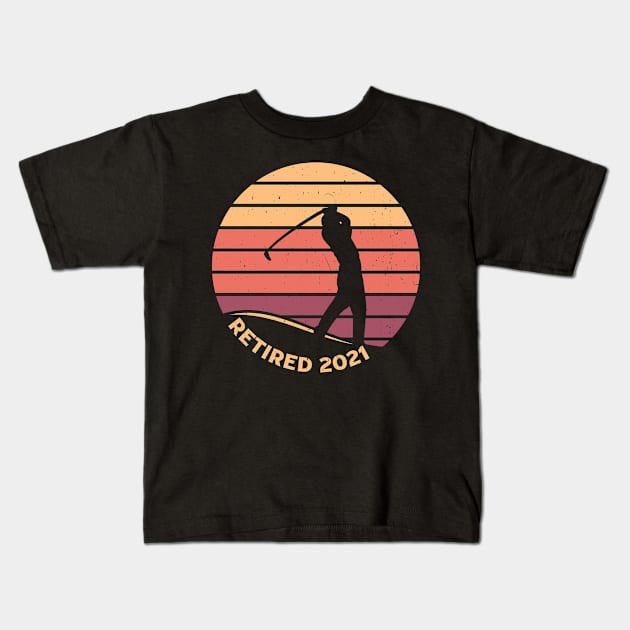 Vintage Golfer Retired 2021 Golf Player Golfing Retirement Kids T-Shirt by Souben